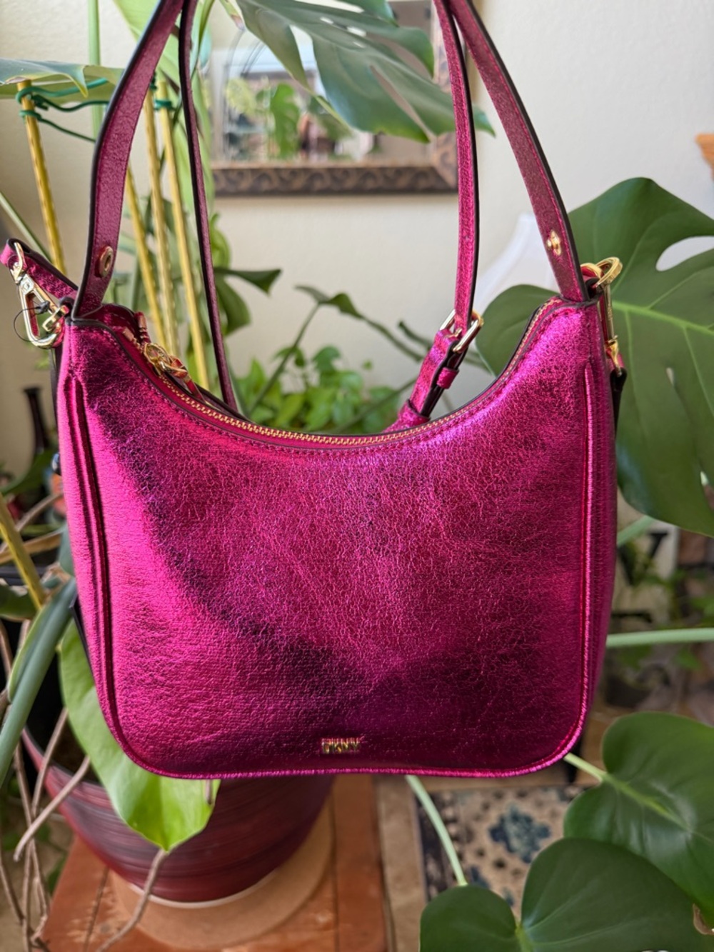 DKNY Alexa Metallic Fuchsia Bag